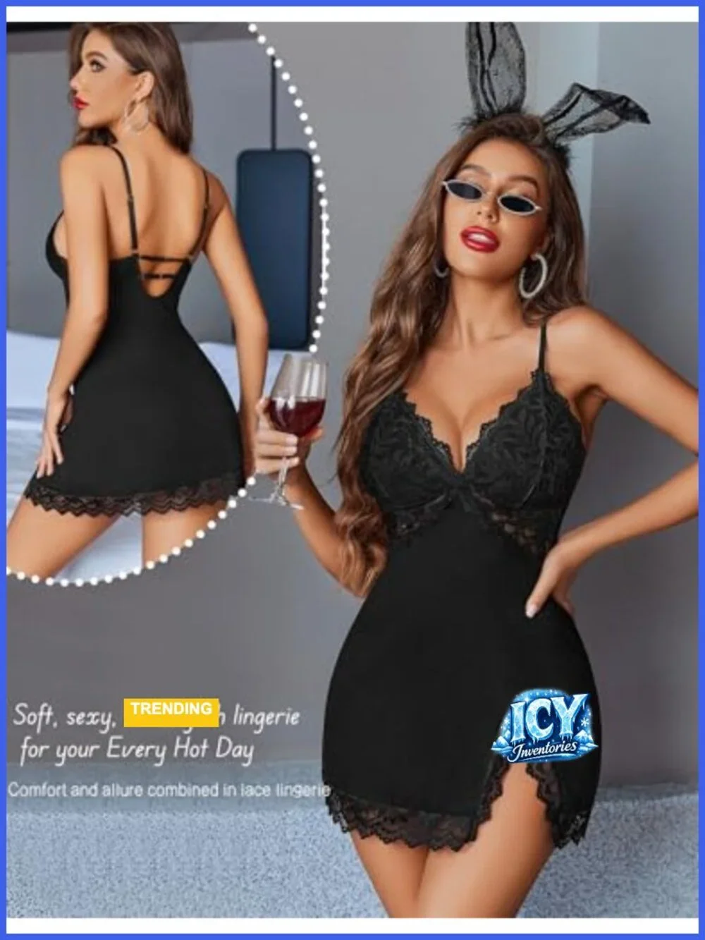 Women's Sexy Lace Nightgown Modal Lingerie Chemise Sleepwear Babydoll